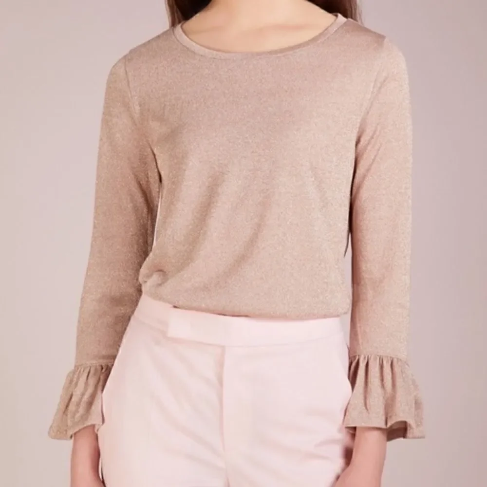 J. Crew Rose Metallic Knit Bell Sleeve Sweater